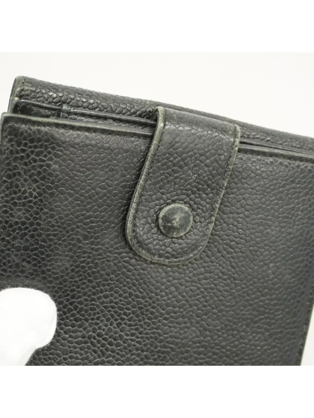 Chanel Wallet Caviar Leather Black Gold